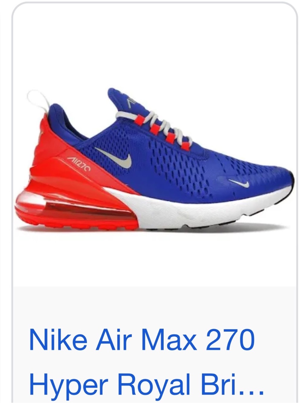 Nike Air Max 270 — Royal Blue & Red